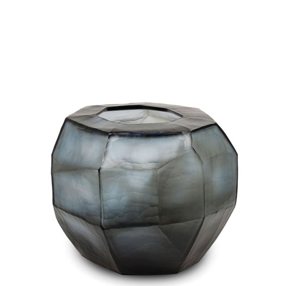 Guaxs Vase Indigo/Smokegrey Cubistic Round